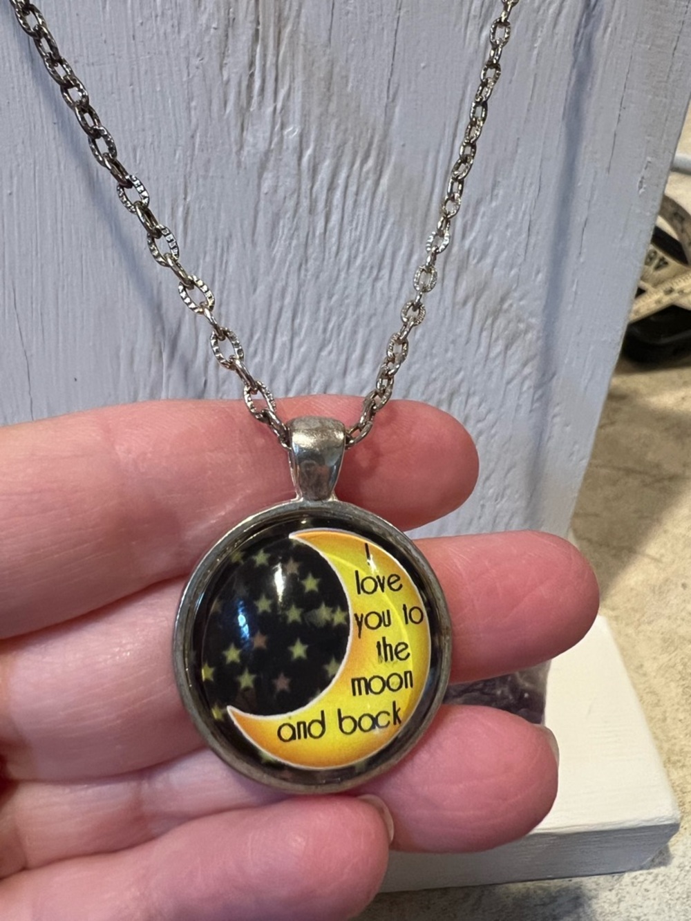 Moon Pendant Necklace - Yellow & Black 'Love You to the Moon and Back'